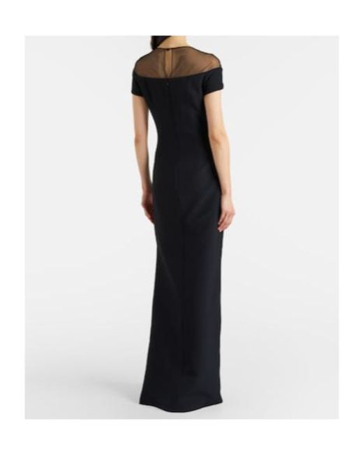Safiyaa Black Noah Floral-Appliqué Crêpe Gown