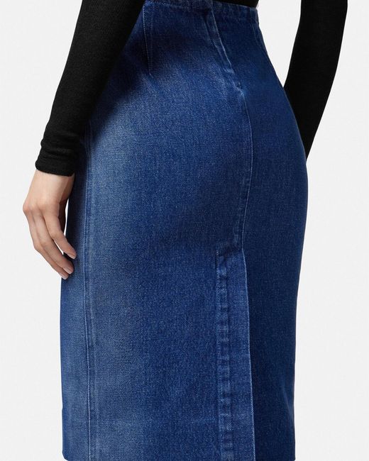 Versace Blue High-Waist Pencil Skirt