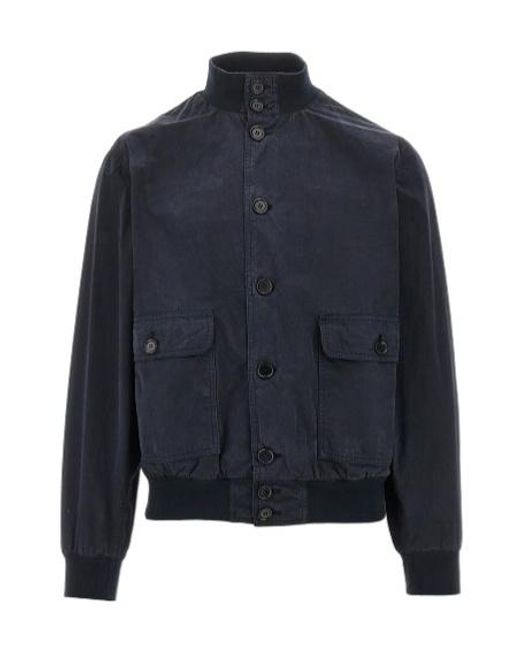 Aspesi Blue Button Pocket Jacket for men