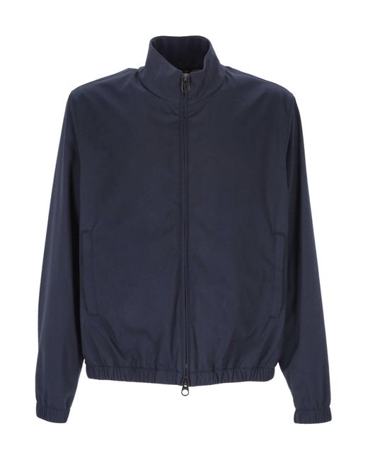 Loro Piana Blue Stand-Up Collar Casual Jacket for men