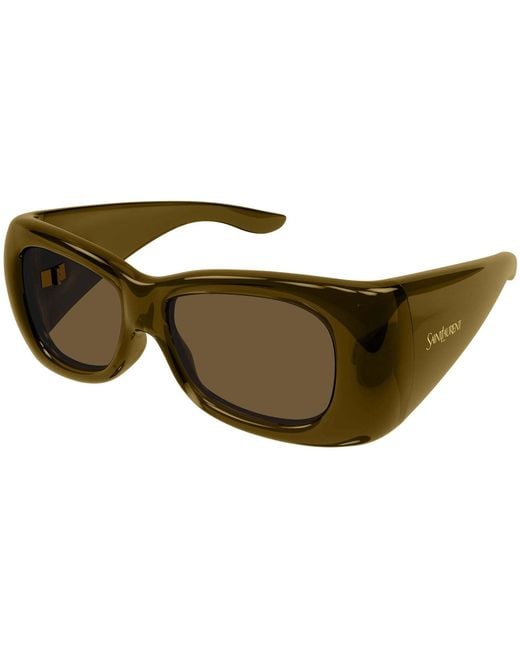 Saint Laurent Green Rectangle-Frame Sunglasses for men