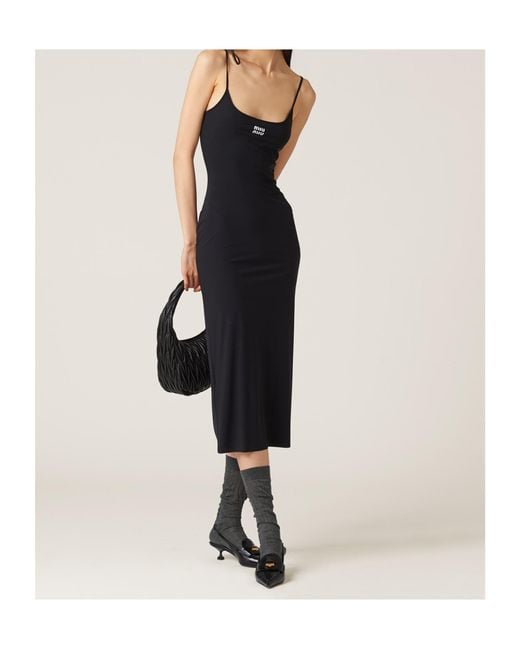 Miu Miu Black Logo-Detailed Sleeveless Dress