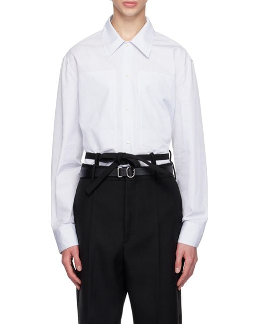 Jil Sander White Striped Long-Sleeved Shirt for men