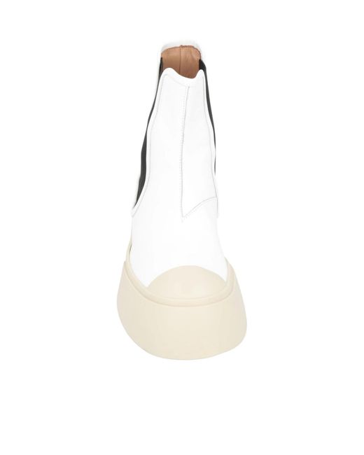 Marni White Leather Chelsea Boots