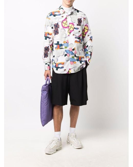 Comme des Garçons White Cartoon-Print Long-Sleeved Shirt for men
