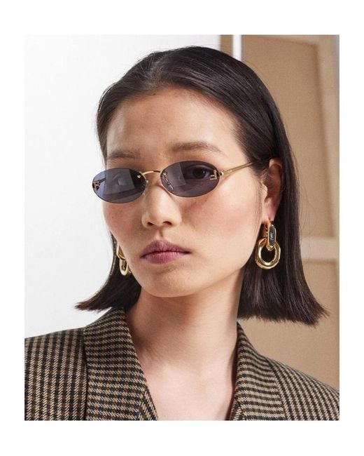 Fendi Blue Eyewear Oval Frame Sunglasses