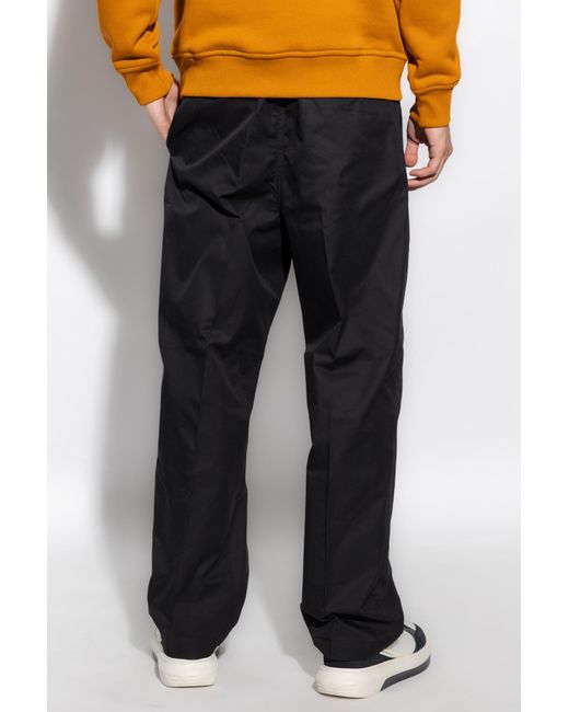 Emporio Armani Black Pleat-Detailed Mid-Rise Straight-Leg Trousers for men