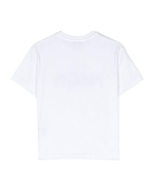 MSGM White Logo-Print Cotton T-Shirt for men