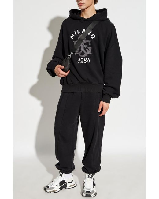 Dolce & Gabbana Black Logo Printed Sweatpants for men