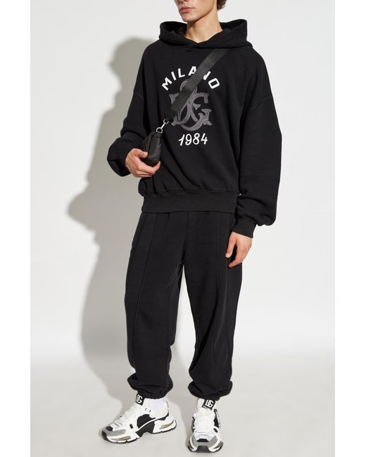 Dolce & Gabbana Black Logo Printed Sweatpants for men