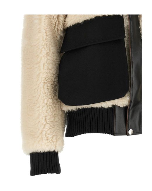 Sacai Black Shearling Effect Wool Jacket