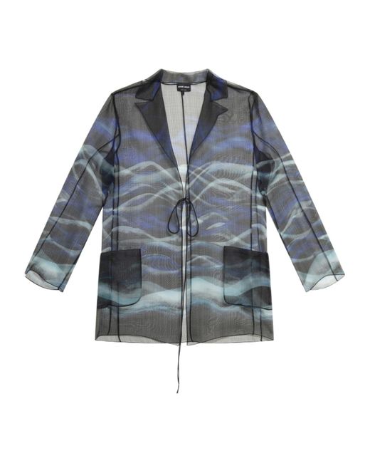 Giorgio Armani Blue All-Over Printed Single-Breasted Jacket