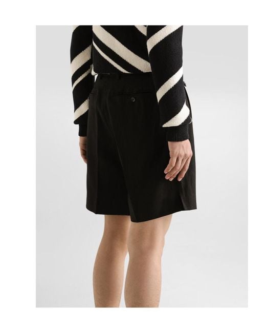 Dolce & Gabbana Black Pleated Bermuda Shorts for men