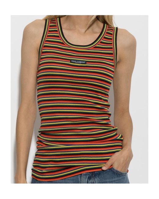 Dolce & Gabbana Brown Round Neck Sleeveless Vest