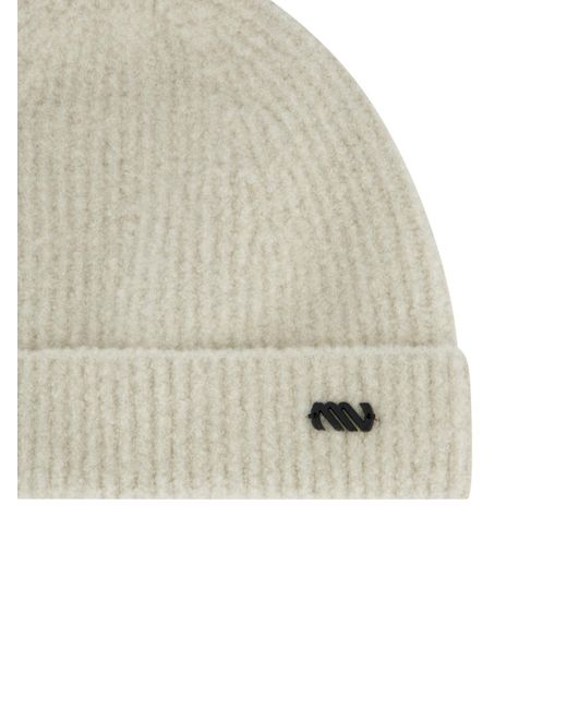 Massimo Osti Studio White Ribbed Beanie Hat for men