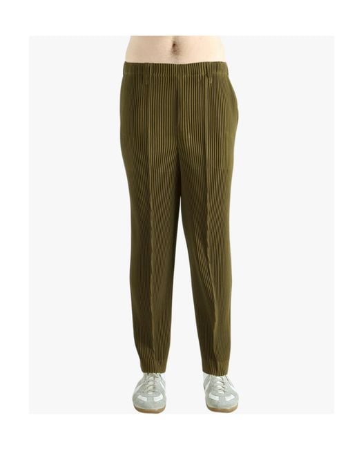Homme Plissé Issey Miyake Green Homme Plissé Issey Miyake Tuxedo Pleated Pants for men