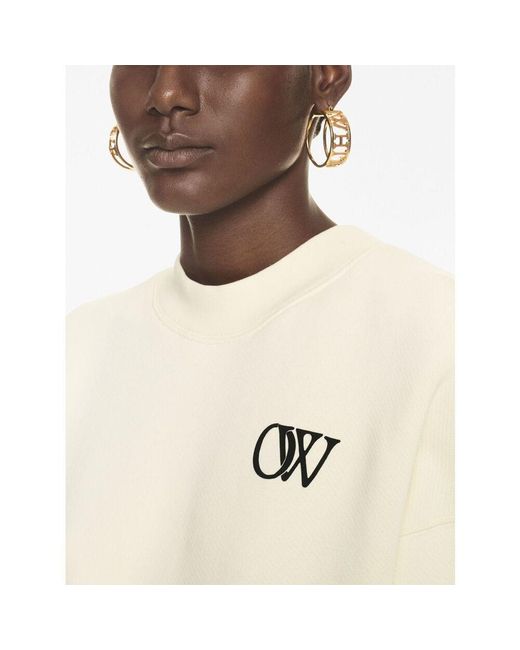 Off-White c/o Virgil Abloh White Logo Printed Crewneck Sweatshirt