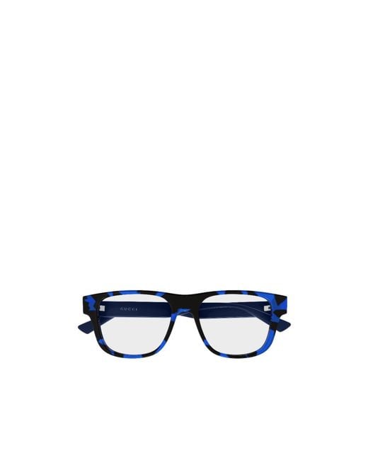 Gucci Blue Eyewear Rectangle Frame Glasses for men