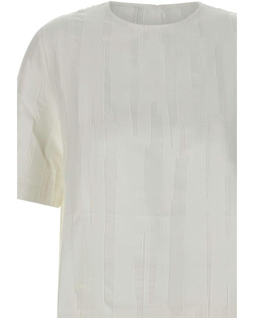 Loulou de Saison White Toba Textured Short-Sleeve Top