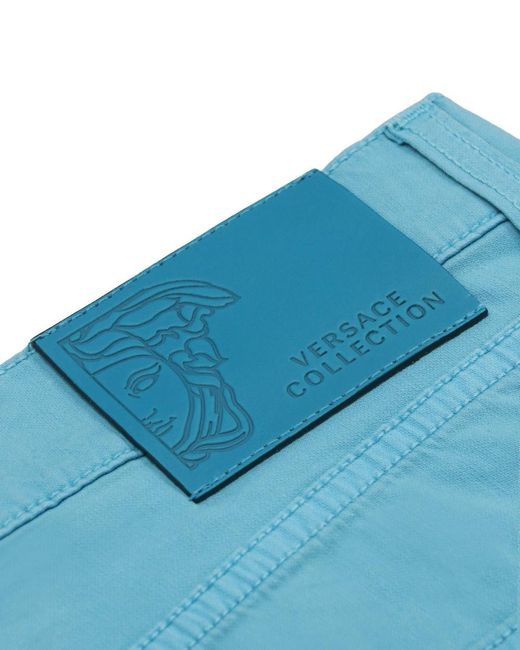 Versace Blue Logo Straight Jeans for men