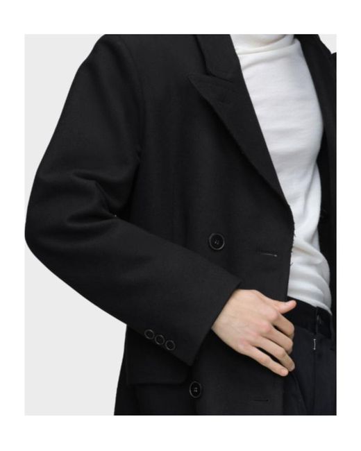 Maison Margiela Black Long Sleeved Double-Breasted Coat for men