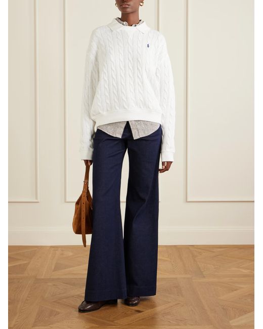 Polo Ralph Lauren White Cable Knit Sweater