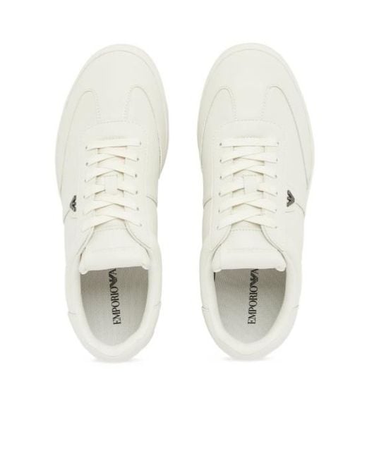 Emporio Armani White Panelled Low-Top Sneakers for men