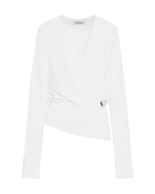 The Attico White The V-Neck Blouse