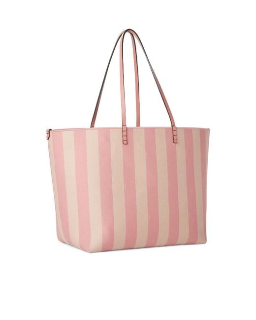 Fendi Pink Roll Striped Large Tote Bag