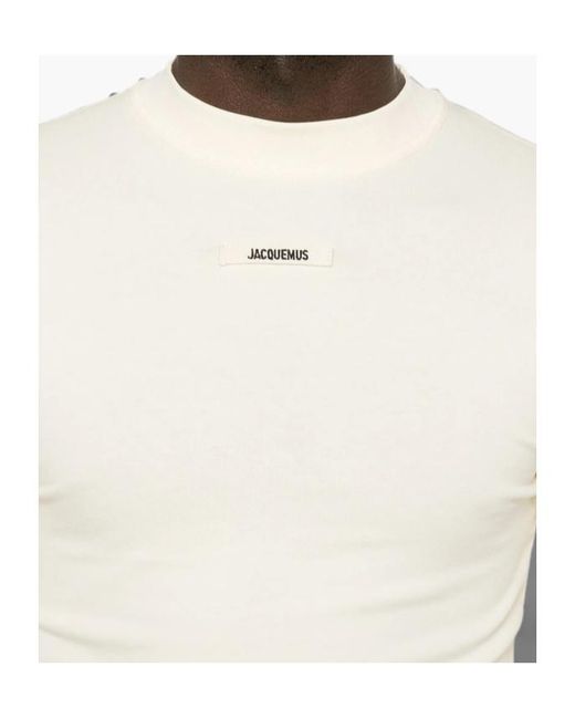Jacquemus White Logo-Patch Long-Sleeve T-Shirt for men
