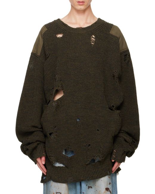 Doublet Black Long-Sleeved Spliced Sweater for men