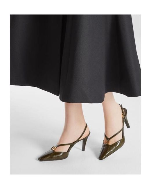 Fendi Metallic Ffold Slingback Pumps
