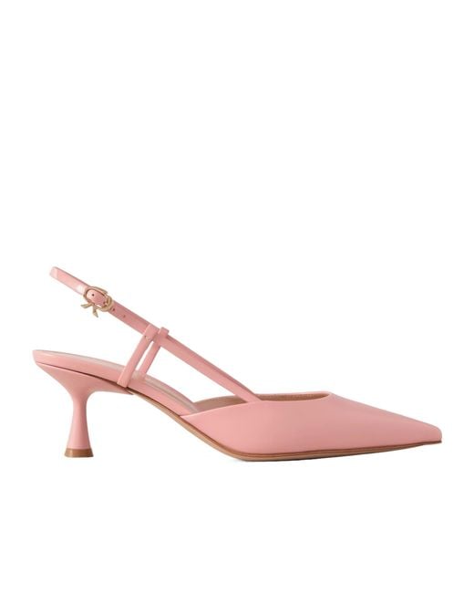 Gianvito Rossi Pink Leather Slingback Pumps