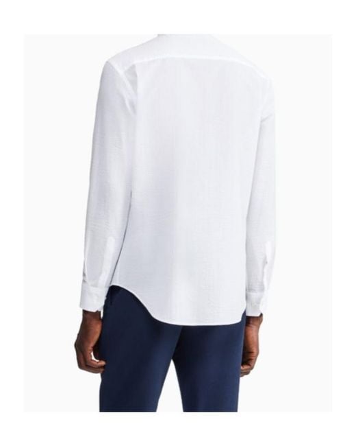 Giorgio Armani White Regular Fit Cotton Seersucker Shirt for men