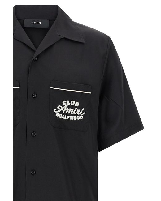 Amiri Black Embroidered-Pocket Short-Sleeve Shirt for men