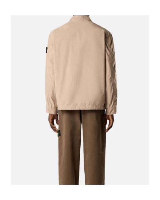 Stone Island Natural Logo Patch Buttoned Jacket for men