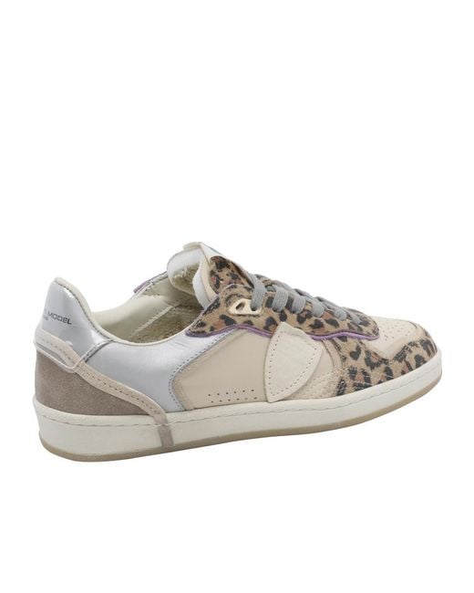 Philippe Model Gray Pgal Animal-Print Low-Top Sneakers