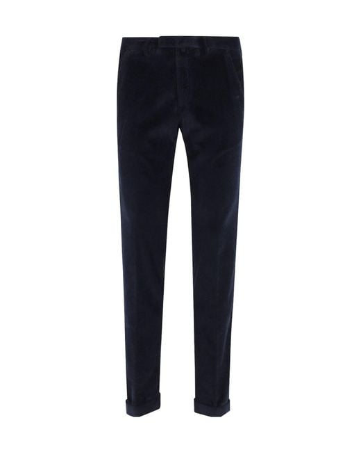 Briglia 1949 Blue Corduroy Cuffed Trousers for men