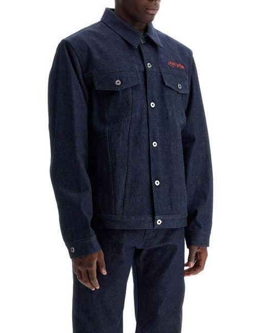 Off-White c/o Virgil Abloh Blue Denim Shirt Jacket With Button Closure for men
