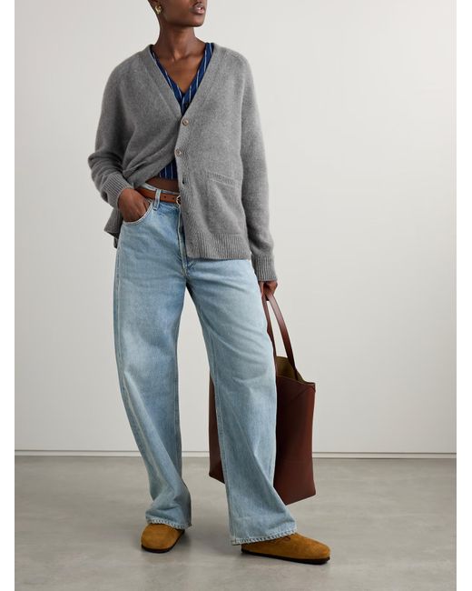 The Elder Statesman Gray Long-Sleeved Cashmere Cardigan