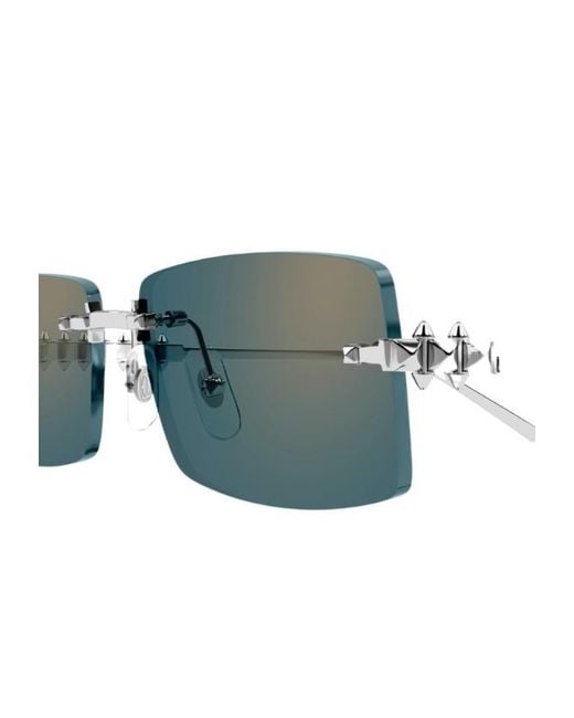 Cartier Green Rectangle Frameless Sunglasses for men