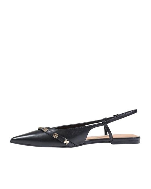 Guess Black Point-Toe Flat Pumps