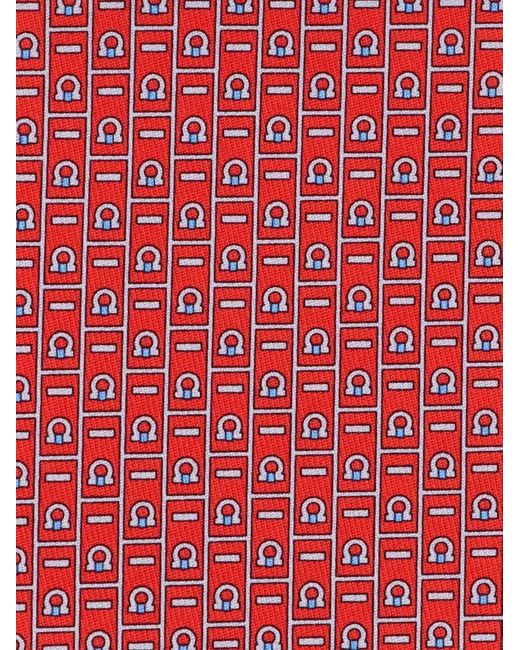 Ferragamo Red Ferragamo Gancini Printed Tie for men