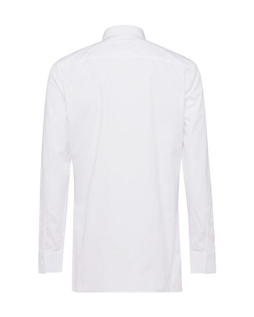 Givenchy White 4G Embroidered Long-Sleeved Shirt for men