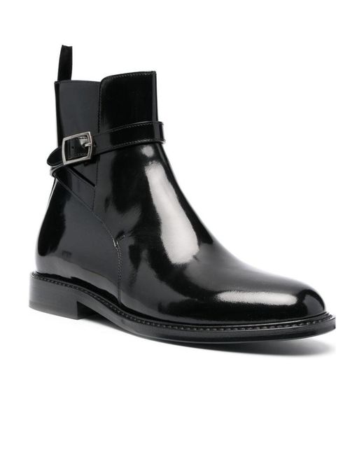 Saint Laurent Black Patent Leather Ankle Boots