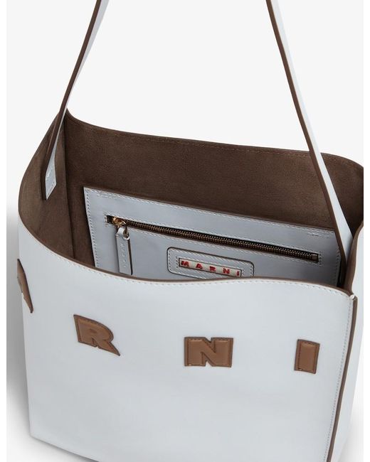 Marni White Museo Logo-Patch Small Shoulder Bag