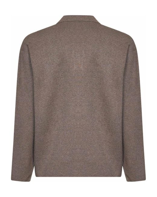Hevò Brown Margrande Button-Polo Knitted Sweater for men