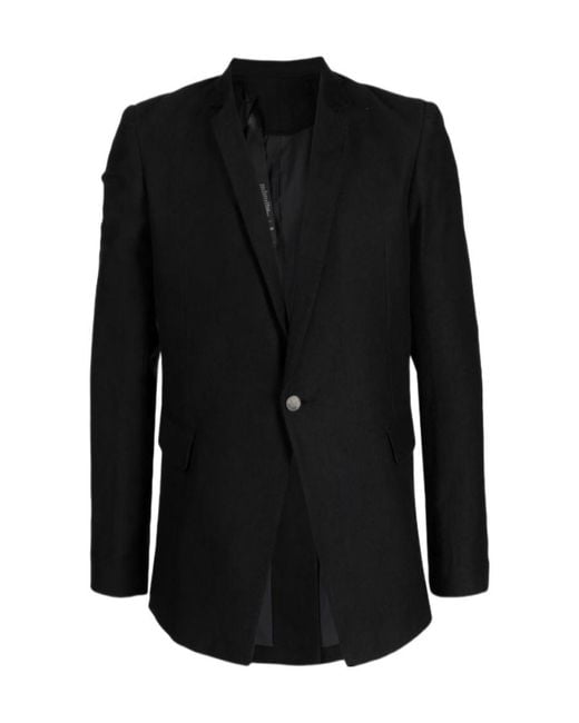 Boris Bidjan Saberi Black Shawl-Lapels Single-Breasted Blazer for men