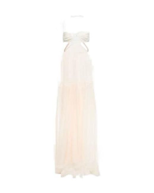 Nensi Dojaka White Bridal Silk Chiffon Gown