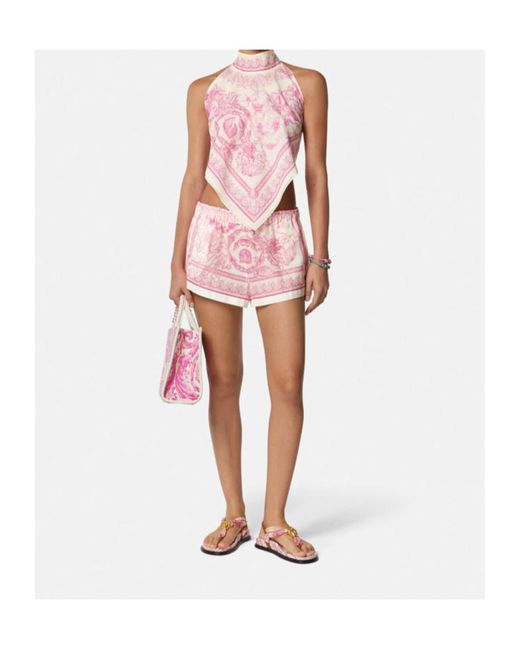 Versace Pink Printed Beach Shorts